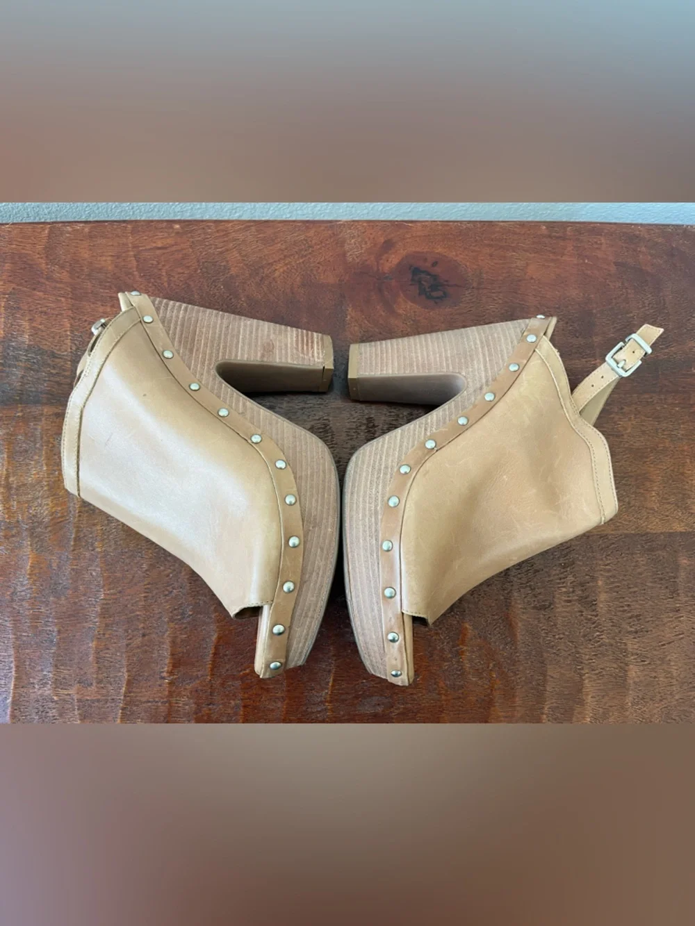 Jessica Simpson Daine leather studded platform block heel boho festival heel 8